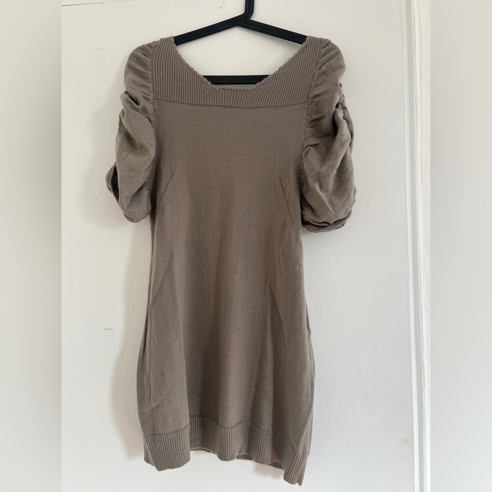 Bel Air 100% Wool Puff Sleeve Sweater Dress